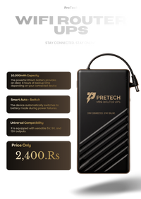 12V WiFi Router UPS Power Bank 10000mAh | No Separate Charging Require| Pretech